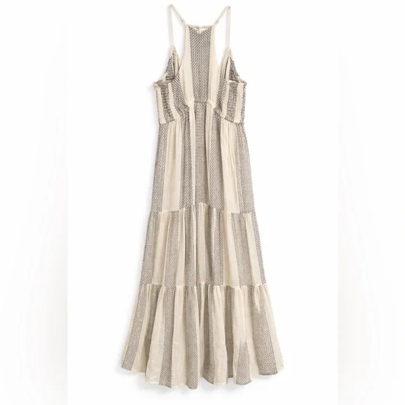 Liverpool Los Angeles Maxi Dress L Cream Black Boho Tiered Flowy Racerback NWOT - Picture 4 of 6